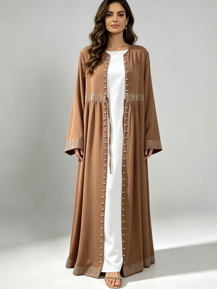 Embroidery Kaftan - عباية دبي مفتوحة من الأمام للنساء،