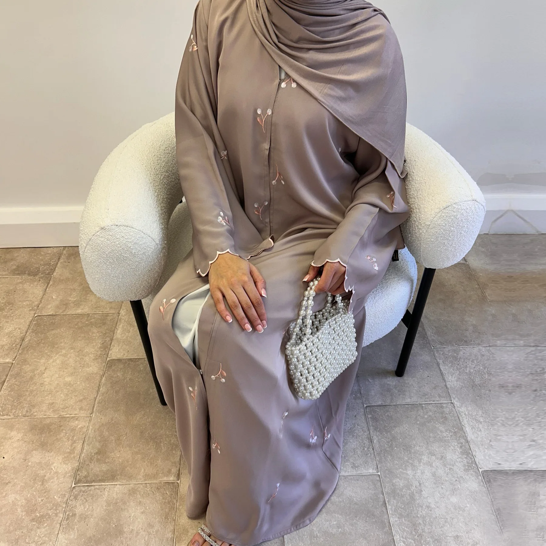 Embroidery Kaftan - عباية نسائية مطرزة للعيد، فستان كارديجان