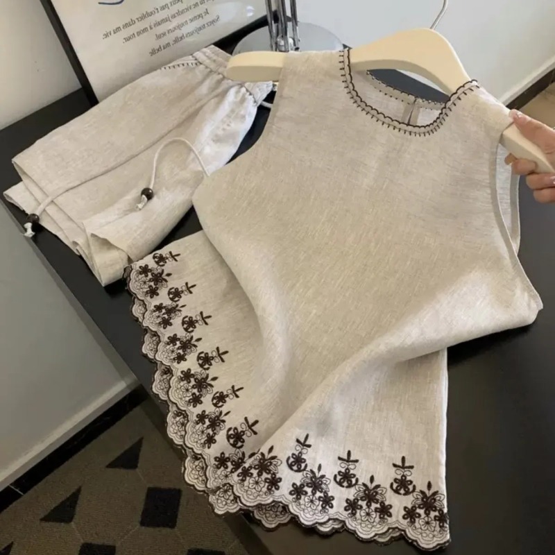 Embroidery Uniform - بسيطة نمط المال القديم القطن والكتان