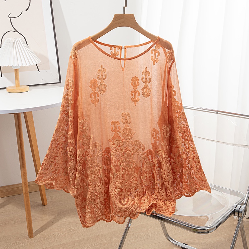 Embroidery Uniform - 100% التوت الحرير المرأة بلوزة طويلة