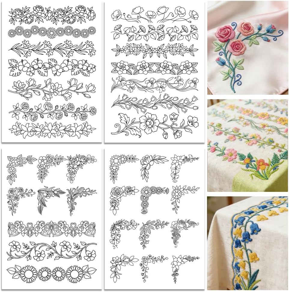 Embroidery Web - ورق تطريز كبير مطبوع مسبقًا بحدود