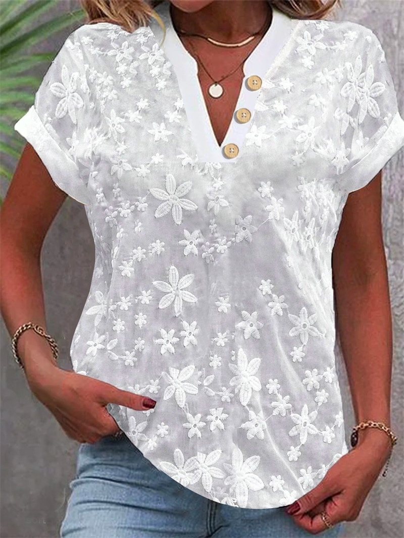 بلوزة نسائية صيفية بيضاء مطرزة - مراجعة Embroidery Uniform وسعره