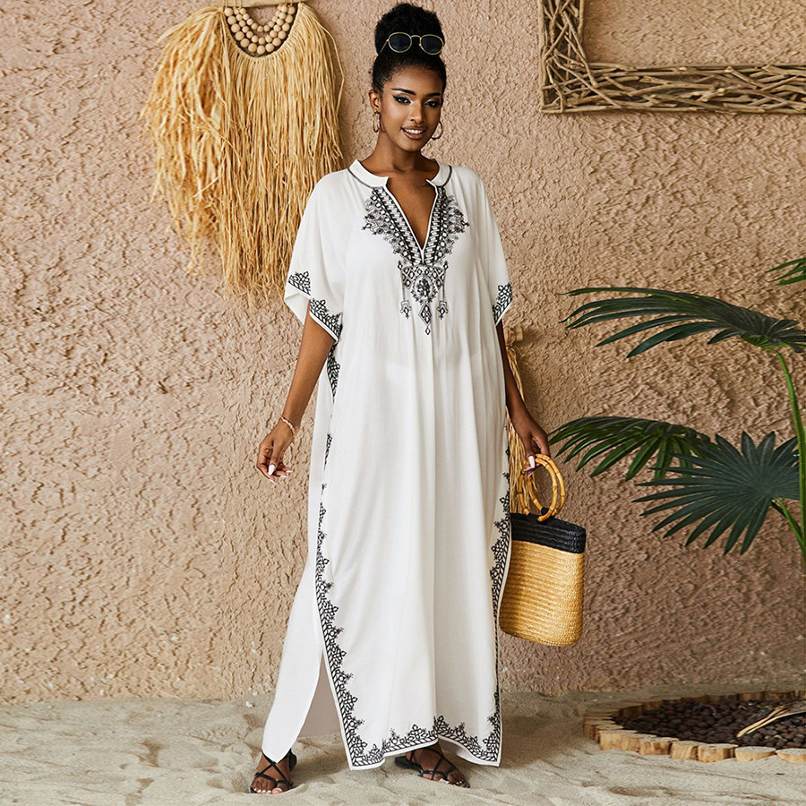 فساتين قفطان بدلة استحمام للنس - مراجعة Embroidery Kaftan وسعره