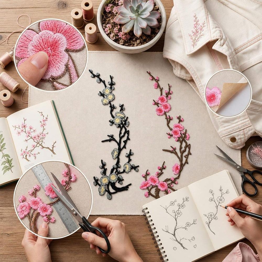 رقع زهرة الكرز القابلة للصق با - مراجعة Embroidery Patches وسعره