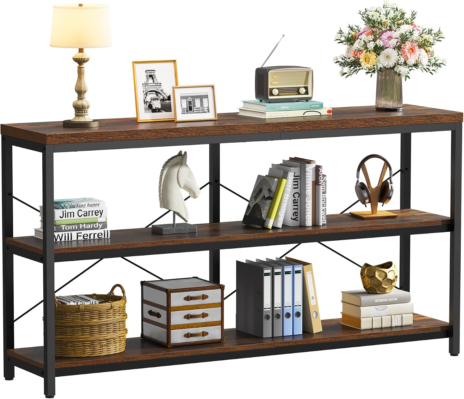 رف كتب صناعي بثلاث طبقات، خزان - مراجعة Frame Display Wood وسعره