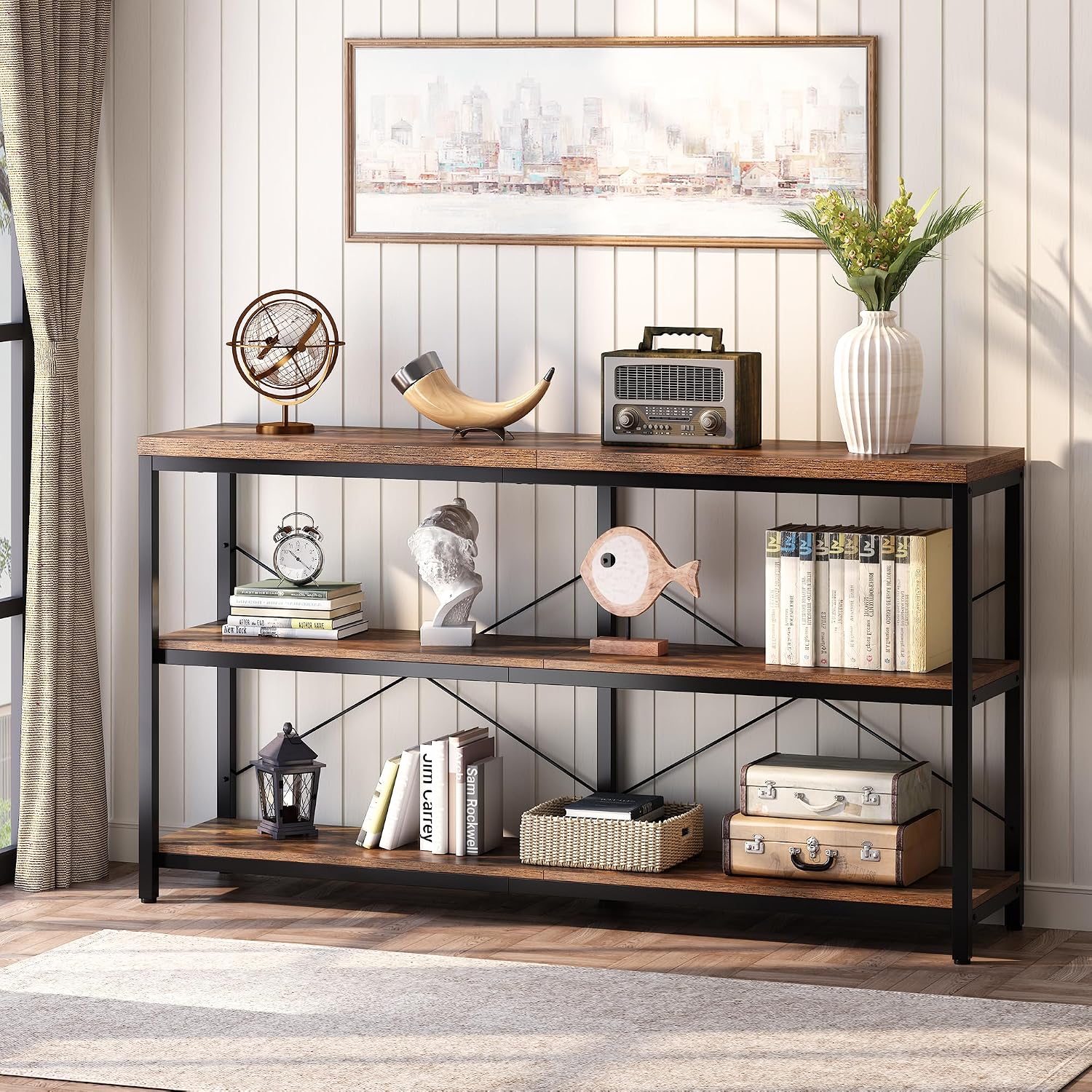 رف كتب صناعي بثلاث طبقات، خزان - مراجعة Frame Display Wood وسعره