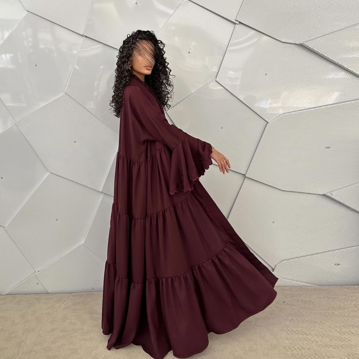 فستان حجاب إسلامي نسائي بأكمام - مراجعة Embroidery Kaftan وسعره